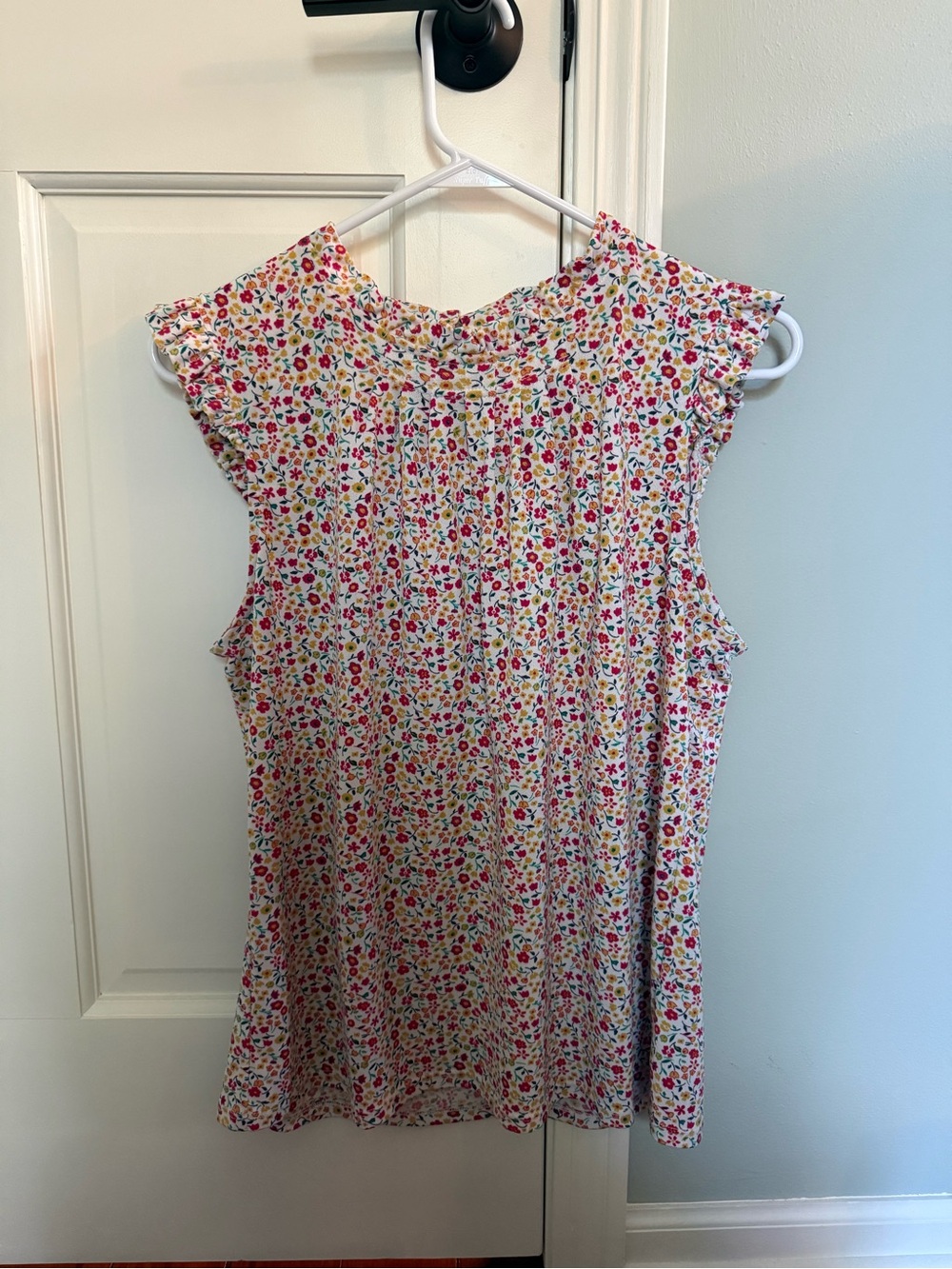 Adrianna Papell Floral Cap-Sleeve Blouse - Cream, Red, Yellow, Green